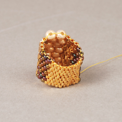 Completed peyote stitch ring